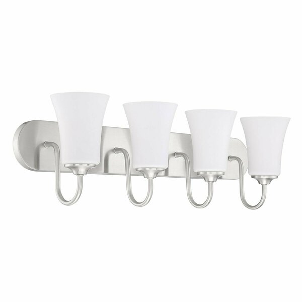 Craftmade Gwyneth 4 Light Vanity in Brushed Polished Nickel White Glass 50404-BNK-WG